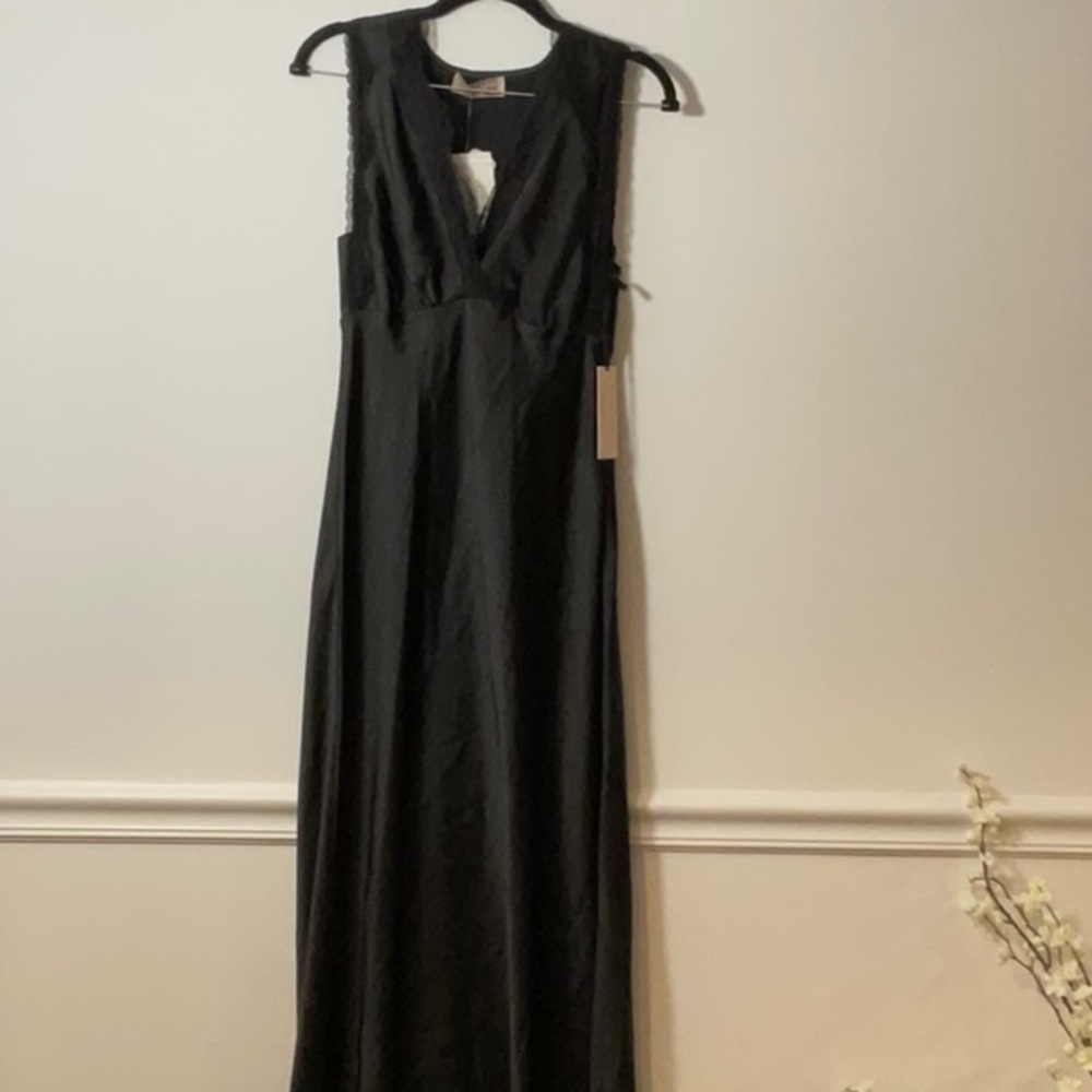 Black Tape Black Plunge Maxi Gown